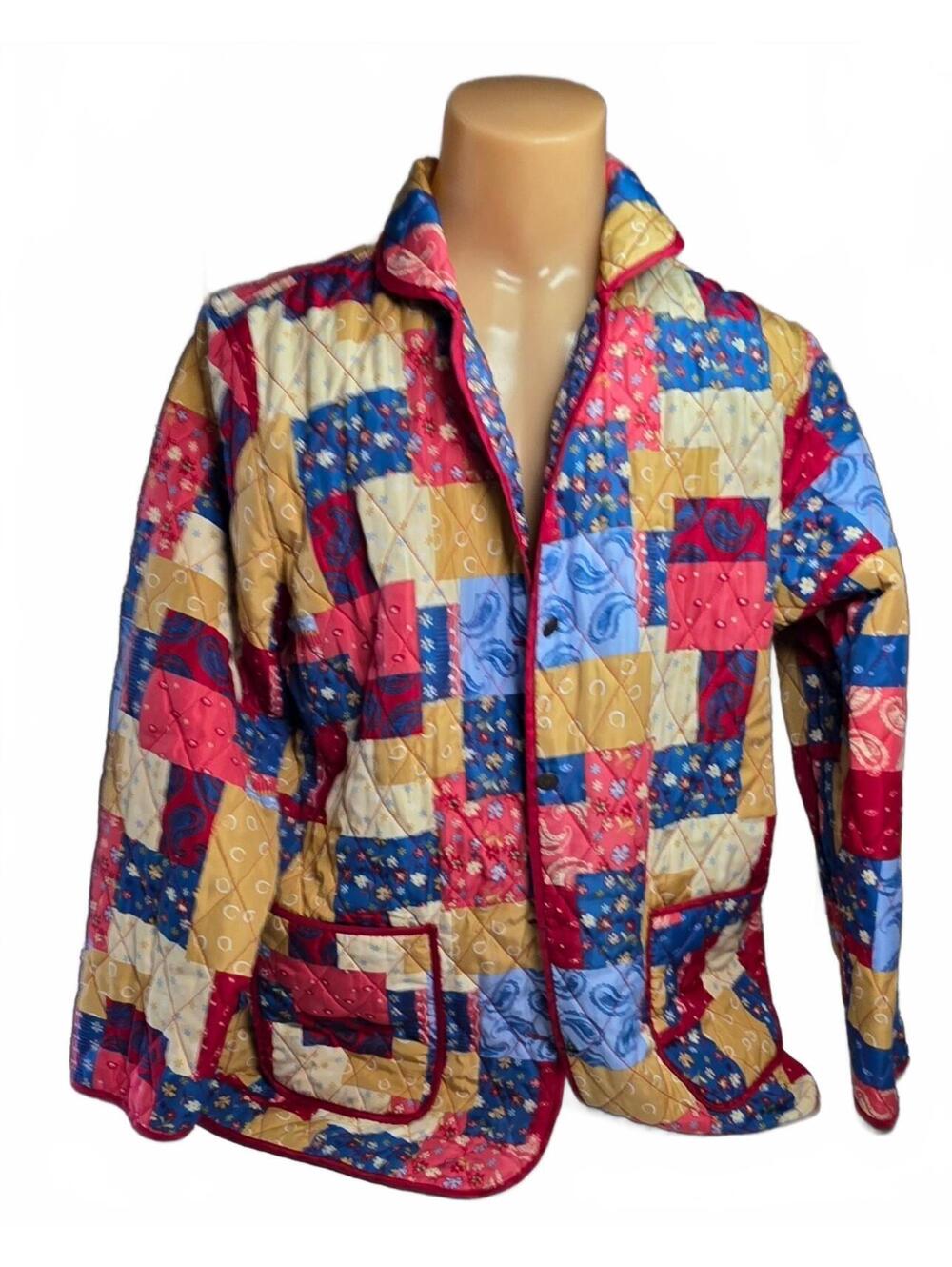 3XL-4XL Reversible Quilted Patchwork **Jacket with Floral and Paisley Patterns